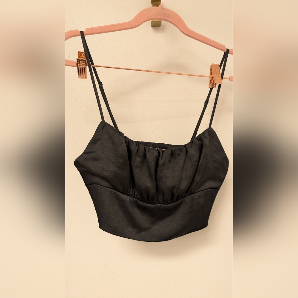 Wilfred Black Satin Crop Top
